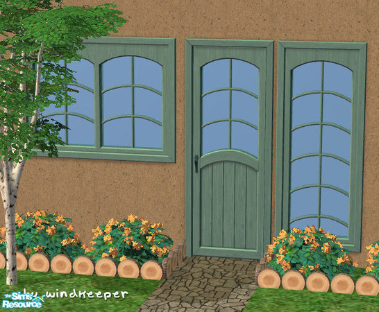 Sims 2 — Cottage Country - green finish by Windkeeper — Recolor of Cottage Country door. Will work for all doors and