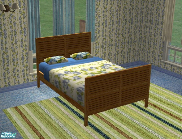 Sims 2 — Louisiana Bedroom - Double Bedframe by Riverwillows — Lovely recolor of Caravan Sims Louisiana Bedroom, in blue