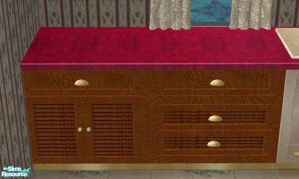 Sims 2 — Louisiana Kitchen - Counter by Riverwillows — Lovely recolor of Caravan Sims Louisiana Kitchen, with tea roses