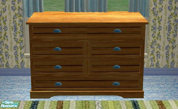 Sims 2 — Louisiana Bedroom  - Dresser by Riverwillows — Lovely recolor of Caravan Sims Louisiana Bedroom, in blue and