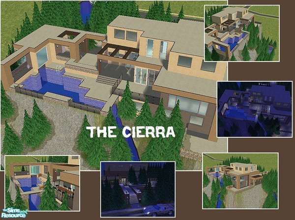 Sims 2 — The Cierra by laivine_erunyauve — This clifftop house, bounded by swimmable mountain streams, boasts 5 bedrooms,