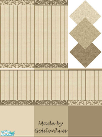 Sims 2 — Acanthus Leaf wallpaper set by goldenkim — Chique acanthus leaf wallpaper set, including 3 carpet floors.