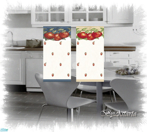 Sims 2 — Appel walls by Astarta — Appel kitchen wallpaper.