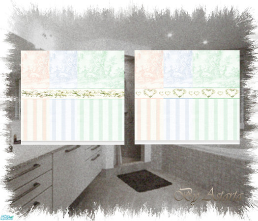 Sims 2 — Wild flowers by Astarta — Discreet wallpaper for the bathroom.