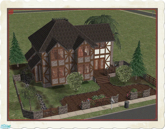 Sims 2 —  by daman19942 — Two story tudor, one bedroom with small downstairs area followed by larger upstairs area.