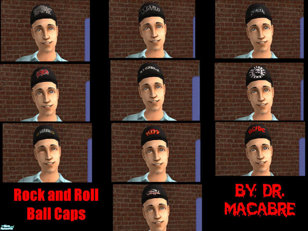 Sims 2 — Rock and Roll Ball Caps by Dr. Macabre — Yep that's right I have gone off the deep end, and decided to do