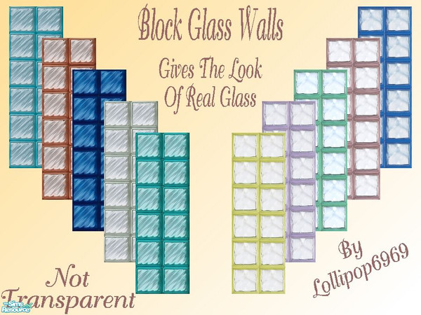 Sims 2 — Block Glass wall Set 1 by lollipop6969 — Block glass walls gives the look of glass windows but,these are not