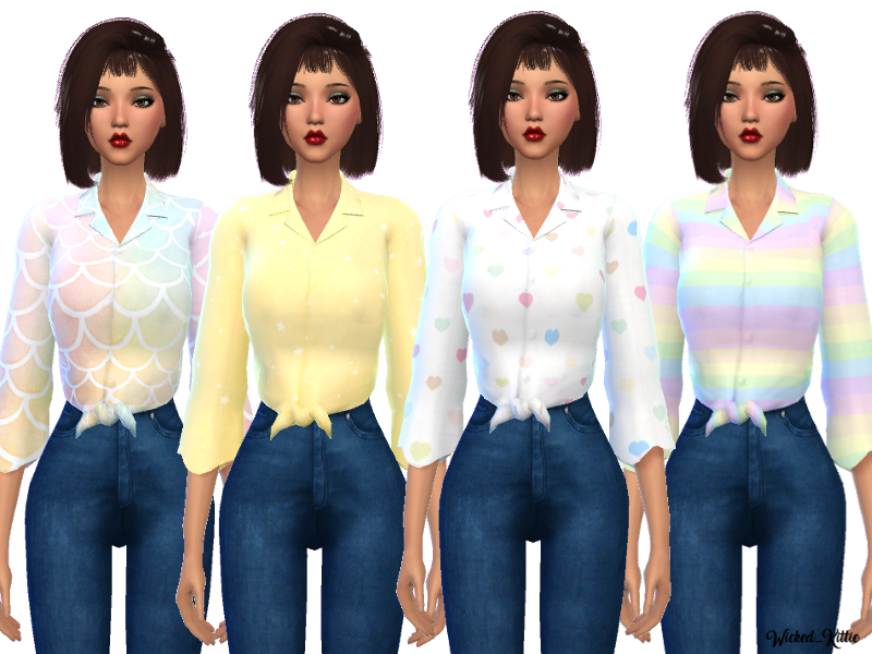 The Sims Resource - Knotted Button Up - Mesh Needed
