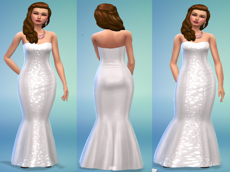 Sims 4 The Sims Resource | Strapless Wedding Dress by TSR Creator
