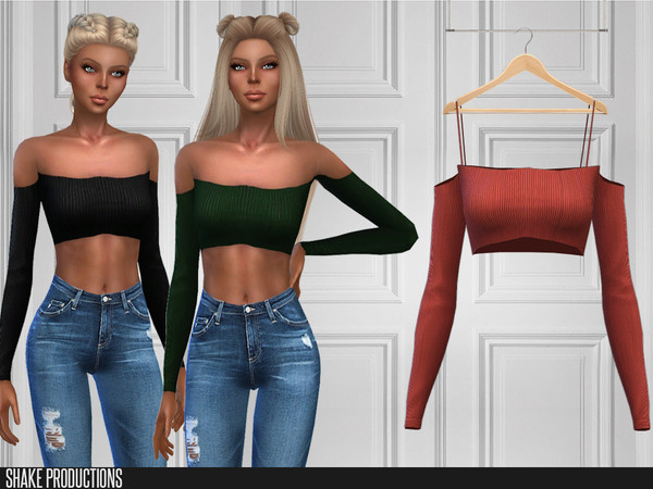 Sims 4 — ShakeProductions 222 - Top by ShakeProductions — Tops/Blouses Handpainted 14 Colors 