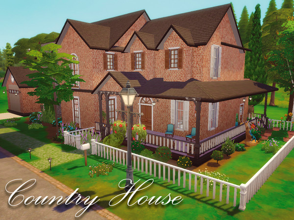 Sims 4 — Country House - NO CC! by JulyArmstrong — This house has 2 bedrooms and 3 and a half bathrooms (there's one