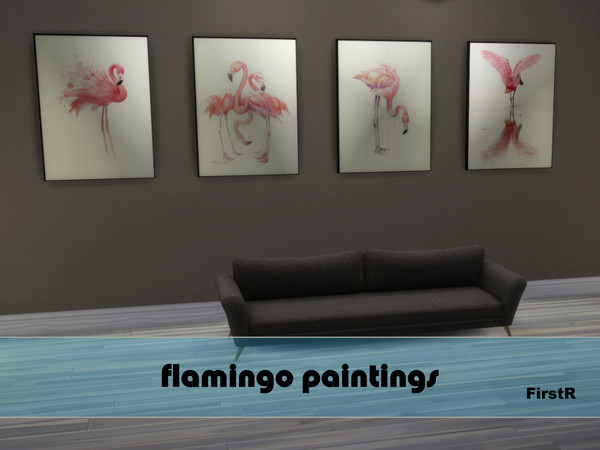 Sims 4 — Flamingo Paintings by FirstR2 — Nice modern Flamingo Paintings