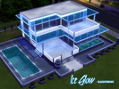 Sims 4 — Ice Glow (Unfurnished) by RainStorms — A modern house with cool blue and white, icy glass illumination