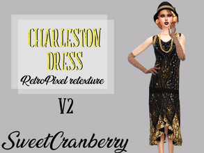 Sims 4 — Charleston Dress Version 2 - Mesh needed by SweetCranberry — This is a typical Charleston from the Great Gatsby