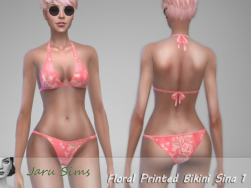 Herrie werkwoord Australische persoon The Sims Resource - Floral Printed Bikini Sina 1