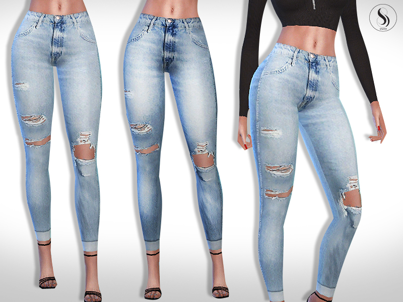 The Sims Resource - Ultra Realistic Ripped Skinny Jeans