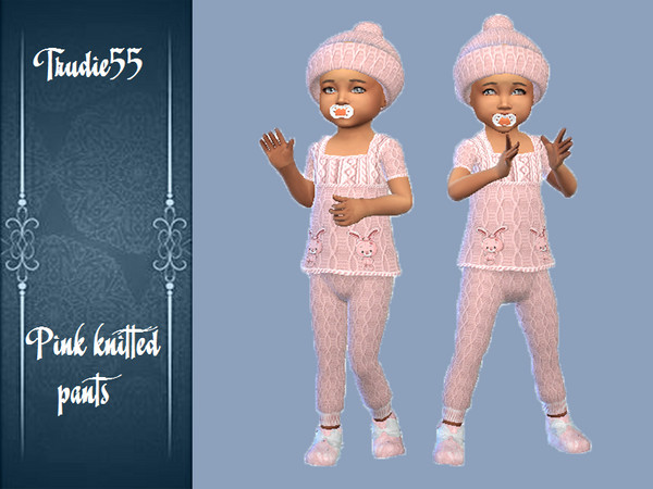 Sims 4 — Pink knitted pants by TrudieOpp — Pink knitted pants