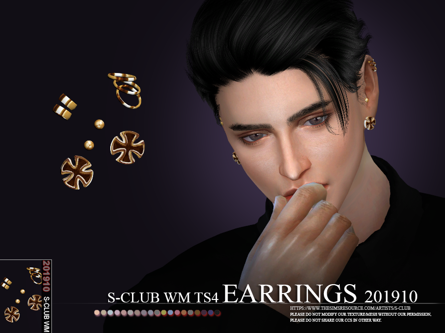 The Sims Resource - S-Club ts4 WM EARRINGS 201910