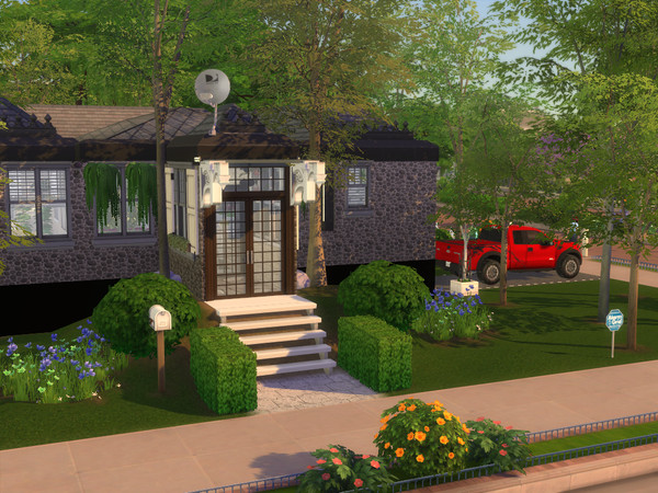 Sims 4 — Inside Out House by BeccaB3232 — This house was built in Newcrest World. It has a big open kitchen, cozy modern