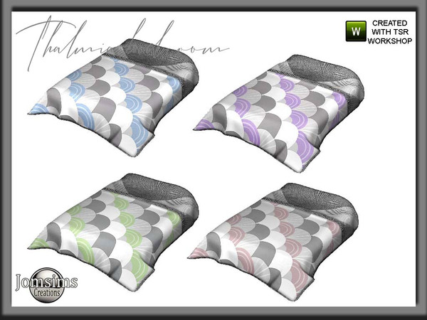Sims 4 — Thalmia bedroom blanket bed by jomsims — Thalmia bedroom blanket bed