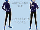 Sims 4 — [smile] Coraline Sweater and Boot Set by HeyitsSmile — Coraline Sweater and Boots. Based off of the 2002 book,