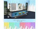 Sims 4 — Splash Wall by Kenzar-sims — A modern wall combine with colorful paint. Comes in 10 color combinations. Have