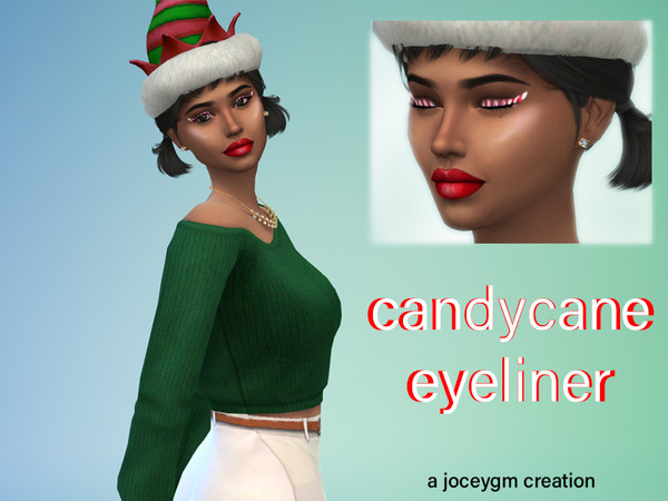 Sims 4 — joceygm candycane eyeliner by joceygm — it's a little out of season, but the midwestern snow made me feel
