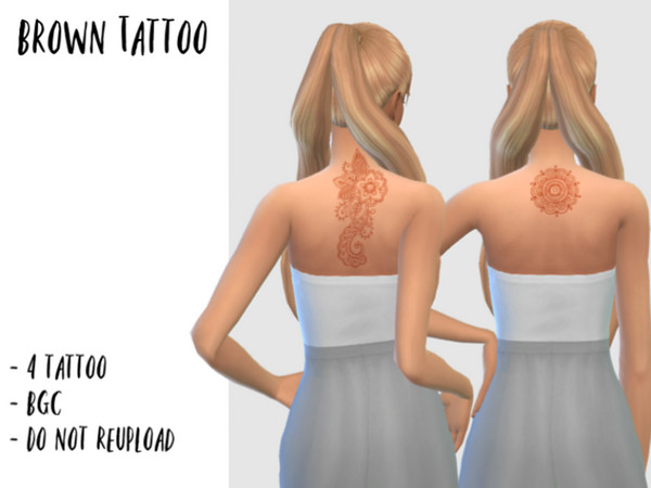 Sims 4 — Brown Tattoo by bixow2002 — 4 Tattoo with a brown/floral theme. Enjoy!