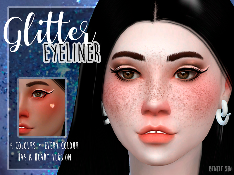 The Sims Resource - Glitter eyeliner | Glitter hearts