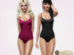 Sims 3 — Embroidered Lace Push-Up Bodysuit by Harmonia — 3 color. recolorable Please do not use my textures. Please do