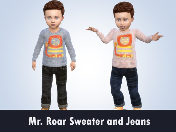 The Sims Resource - Mr. Roar Jeans and Sweater Set