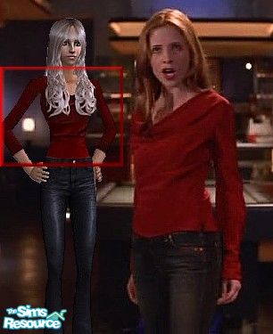 The Sims Resource - Buffy Wear - Red Shirt