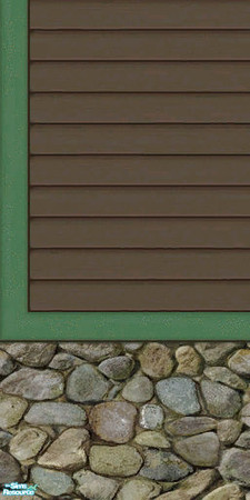 Sims 2 — Brown & Green Siding Part 2 - Wall by karlik-nos — Brown and green horizontal paneling with a stone base for
