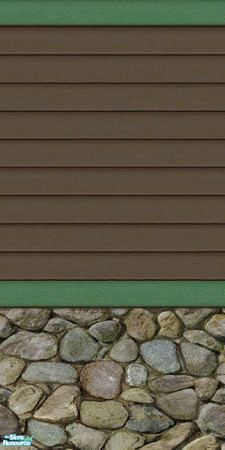 Sims 2 — Brown & Green Siding Part 2 - Wall by karlik-nos — Brown and green horizontal paneling with a stone base for