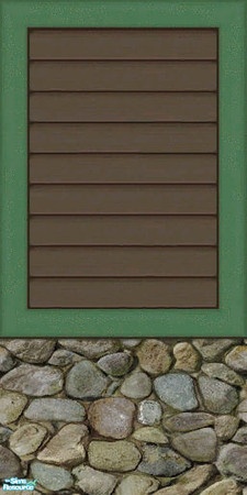 Sims 2 — Brown & Green Siding Part 2 - Wall by karlik-nos — Brown and green horizontal paneling with a stone base for