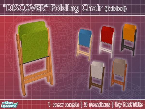 Sims 2 — DISCOVER Decor Chair - Mesh & Recolors by NoFrills — A folded study chair for your teen Sims. (for