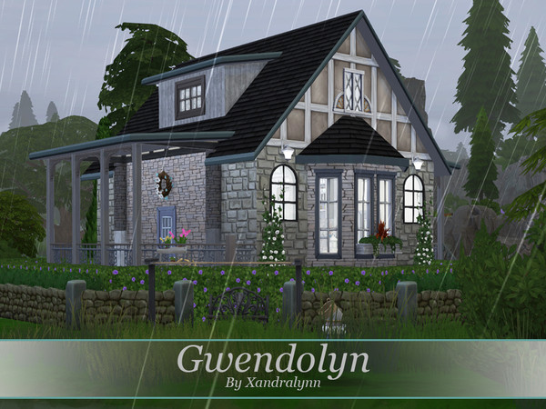 Sims 4 — Gwendolyn Cottage by Xandralynn — Gwendolyn is a quaint stone cottage, suitable for housing a single sim or a