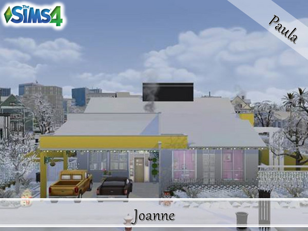 Sims 4 — Joanne by PaulaBATS — Joane house. 3 bedroom, 1 office, laundry, pool, barbecue space. Located in NewCrest Lot