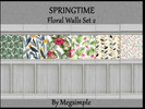 Sims 4 — Springtime Floral Wall Part 2 by megsimple2 — Springtime Floral Wall Part 2 White wood trim and wood panel