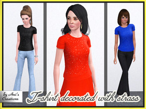 Sims 3 — T-shirt decorated with rhinestones by Ani's Creations by AniFlowersCreations — A simple but fashion t-shirt
