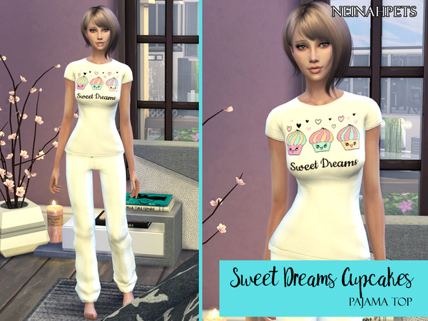 Sims 4 — Sweet Dreams Cupcake T-Shirt by neinahpets — Sweat dreams! Yummy dreams! This super cute cupcakes accent this