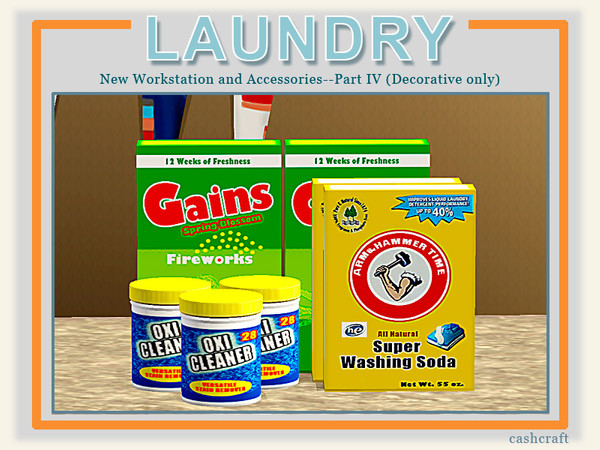 Sims 3 — Modern Laundry Cleaning Supplies by Cashcraft — A selection of name brand laundry products and supplies. Created