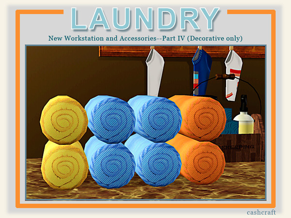 Sims 3 — Modern Laundry Towels Rolled by Cashcraft — Luxury bath towels in bright colors, made from high-quality fabrics.