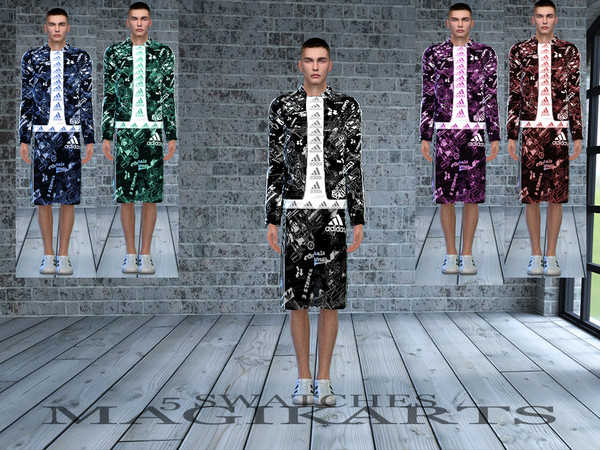 Sims 4 — Adidas Tracksuit by PhoenixMaigk — Male adidas tracksuit. 5 colour swatches. Outfit is separate.