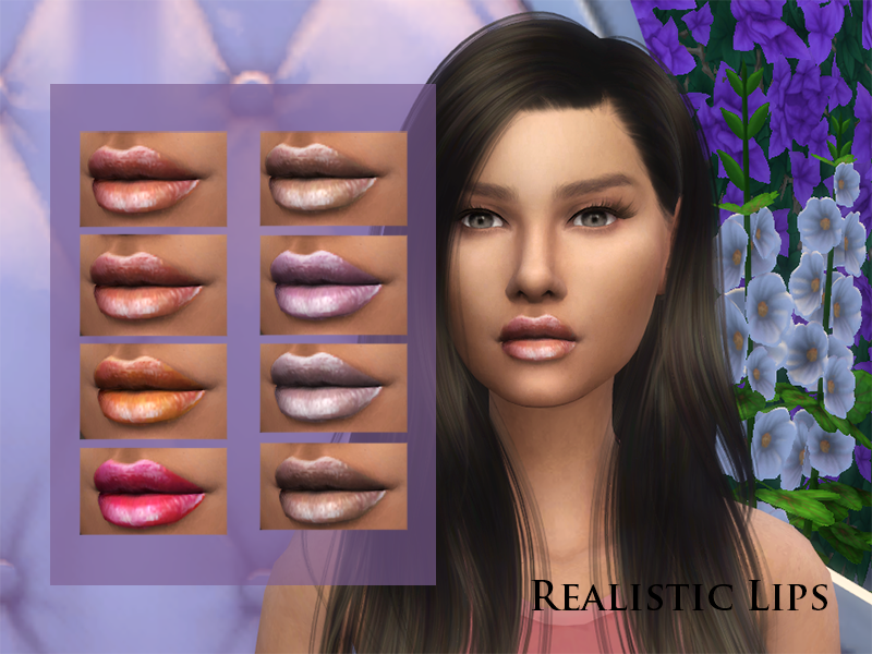 Sims 4 - Realistic Lips by 3NN - 8 different swatches for ''reali...