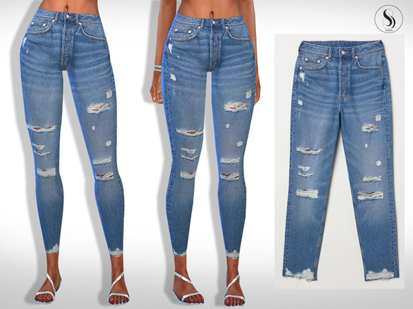 The Sims Resource - Eli Ripped Skinny Casual Jeans