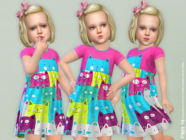 Sims 4 — Cats Toddler Dress [NEEDS TODDLER STUFF] by lillka — Cats Toddler Dress YOU NEED the Toddler Stuff pack so it
