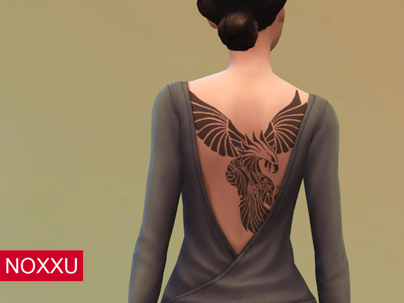 The Sims Resource - Eagle upper back tattoo
