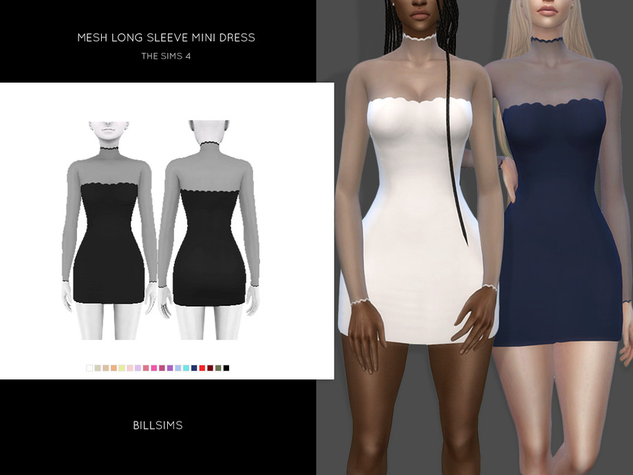 Datum passager personlighed The Sims Resource - Mesh Long Sleeve Mini Dress