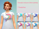 Sims 4 — Female Unicorn Shirt [White] by CuteSaltyCaramel — White t-shirt with a drawing of a unicorn. 7 Swatches.
